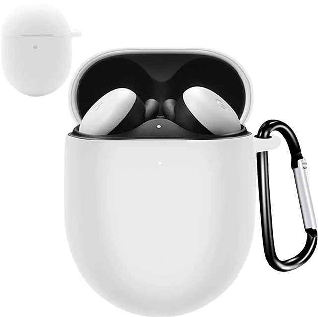 Main image of for Google Pixel Buds Pro 2 / Google Pixel Buds Pro Case Cover, Soft Silicone Shockproof Protective Front LED Visible Dust-Proof Case Skin with Keychain for Girly/Men/Women, White
