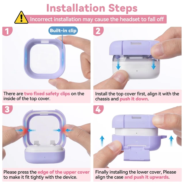 Alt view image 7 of 7 - for Samsung Galaxy Buds 4 Pro Case/Buds 4 Case (2026) Cute Keychain, Purple Secure Lock Galaxy Buds4 Pro Case with Phone Stand & Cleaner Kit, Clear TPU Cover Accessories for Women Girls