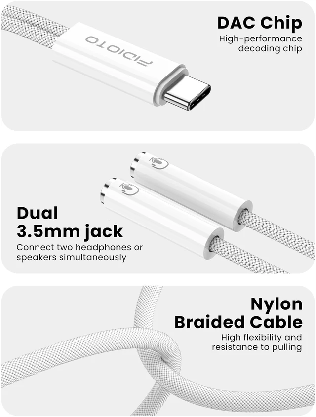 Alt view image 5 of 6 - 3PCS USB C Headphone Splitter for 2 Headphones, USB C to Dual 3.5mm Headphone Splitter Supports Volume Control, Microphone and Listening for iPhone 17/16/15 Pro Max, Galaxy S26/S25/S24/S23