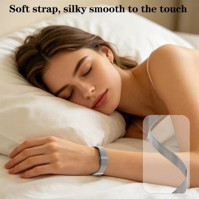 Alt view image 4 of 7 - Mesh Loop Compatible with Hume Band 1.0 Replacement Strap, Stainless Steel Mesh Loop Band with Magnetic Clasp, Adjustable Metal Strap for Hume Health Band