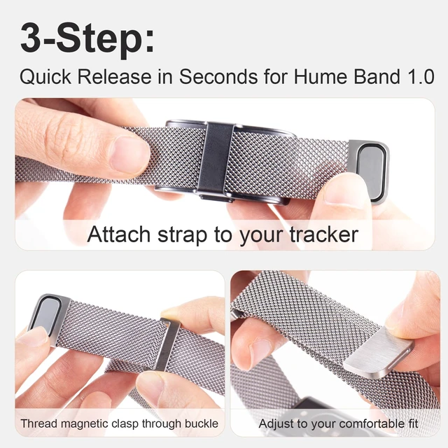 Alt view image 5 of 7 - Mesh Loop Compatible with Hume Band 1.0 Replacement Strap, Stainless Steel Mesh Loop Band with Magnetic Clasp, Adjustable Metal Strap for Hume Health Band