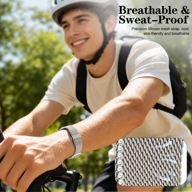 Alt view image 6 of 7 - Mesh Loop Compatible with Hume Band 1.0 Replacement Strap, Stainless Steel Mesh Loop Band with Magnetic Clasp, Adjustable Metal Strap for Hume Health Band