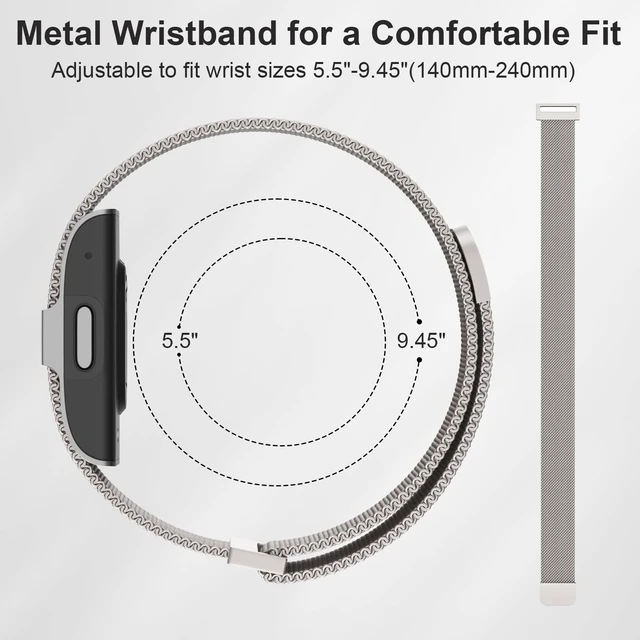 Alt view image 7 of 7 - Mesh Loop Compatible with Hume Band 1.0 Replacement Strap, Stainless Steel Mesh Loop Band with Magnetic Clasp, Adjustable Metal Strap for Hume Health Band