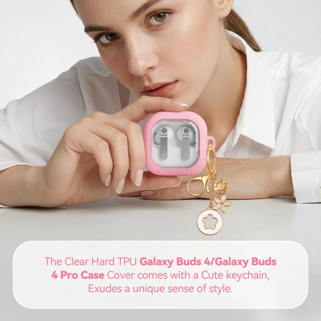 Alt view image 6 of 7 - for Samsung Galaxy Buds 4 Pro Case/Buds 4 Case (2026) Cute Keychain, Pink Secure Lock Galaxy Buds4 Pro Case with Phone Stand & Cleaner Kit, Clear TPU Cover Accessories for Women Girls