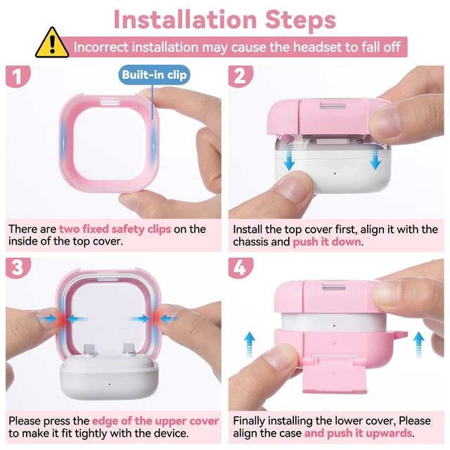 Alt view image 7 of 7 - for Samsung Galaxy Buds 4 Pro Case/Buds 4 Case (2026) Cute Keychain, Pink Secure Lock Galaxy Buds4 Pro Case with Phone Stand & Cleaner Kit, Clear TPU Cover Accessories for Women Girls