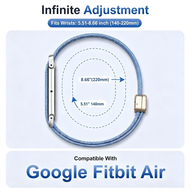 Alt view image 2 of 7 - Nylon Loop Band for Google Fitbit Air with Magnetic Clasp Upgraded Sports Soft Adjustable Replacement Strap for Fitbit Air Accessories