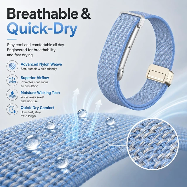 Alt view image 3 of 7 - Nylon Loop Band for Google Fitbit Air with Magnetic Clasp Upgraded Sports Soft Adjustable Replacement Strap for Fitbit Air Accessories
