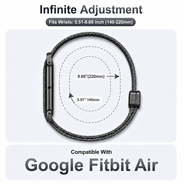 Alt view image 2 of 7 - Nylon Loop Band for Google Fitbit Air with Magnetic Clasp Upgraded Sports Soft Adjustable Replacement Strap for Fitbit Air Accessories
