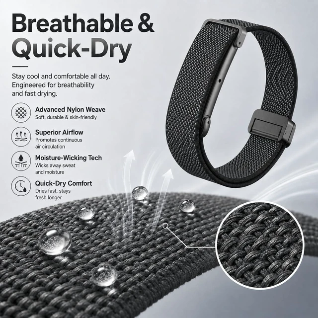 Alt view image 4 of 7 - Nylon Loop Band for Google Fitbit Air with Magnetic Clasp Upgraded Sports Soft Adjustable Replacement Strap for Fitbit Air Accessories