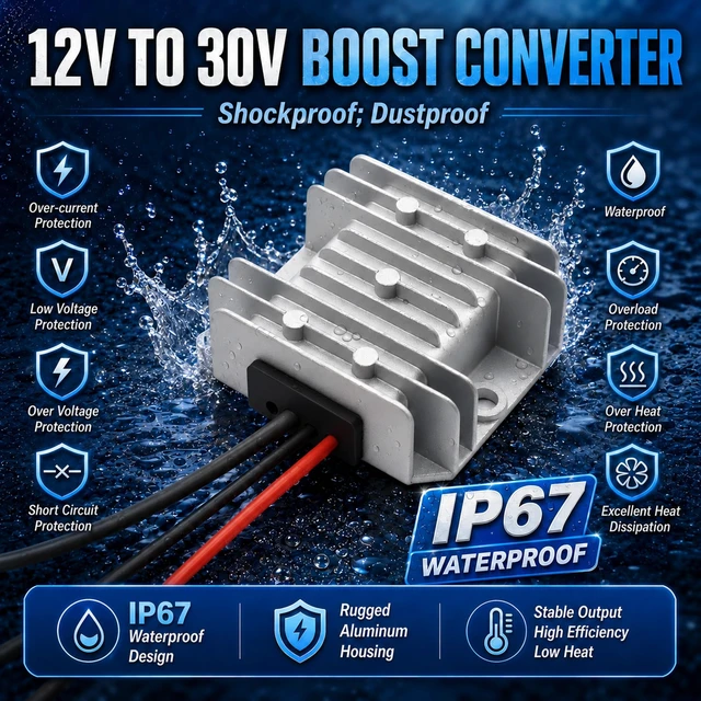 Alt view image 6 of 7 - Starlink Mini 12V Power Supply Adapter, 12V to 30V 3.5A Step Up Converter 9V-28V Input, 30V 3.5A Output, 3.28FT 18AWG DC Plug Cable, IP67 Waterproof Aluminum Housing for RV Marine Solar Use