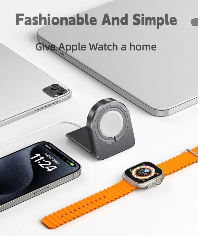 Alt view image 6 of 7 - Watch Charger Stand for Apple Watch,iWatch Stand Premium Aluminum Alloy,Minimalist Style, Storage,Desk Charging Stand Holder, Compatible with Apple iWatch SE 3,S11 10 9 8 7 6