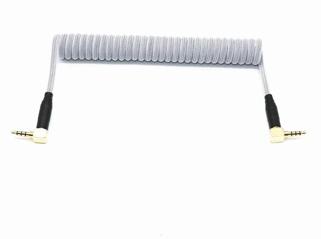 Main image of 3.5mm TRRS to TRRS Spring Coiled Cable for Split Mechanical Keyboard RODE Sc7 By VIDEOMIC GO Video Micro-Type Mics Audio Cord Angle Cables (90 trrs Coil 17CM Black+White)