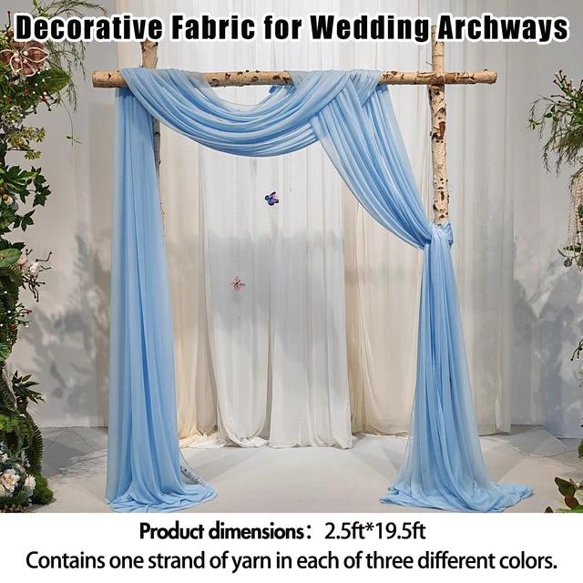 Alt view image 2 of 7 - 3 Panels Wedding Arch Draping Fabric, 2.5x19.5 ft Chiffon Draping Fabric, Wedding Arbor Drapery for Ceremony Reception Birthday Party Bridal Shower