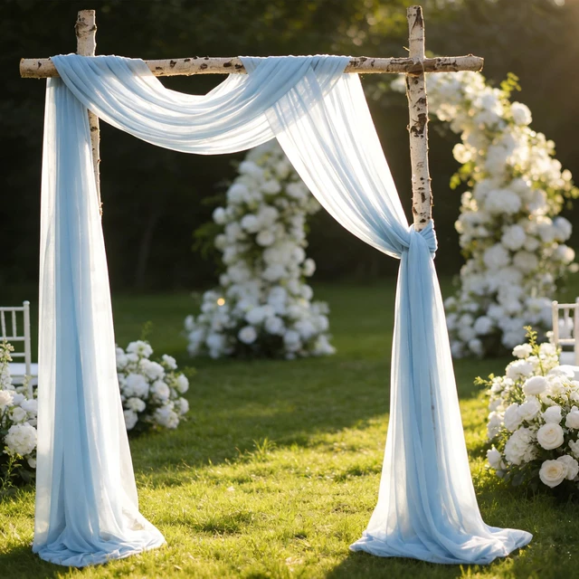 Alt view image 4 of 7 - 3 Panels Wedding Arch Draping Fabric, 2.5x19.5 ft Chiffon Draping Fabric, Wedding Arbor Drapery for Ceremony Reception Birthday Party Bridal Shower