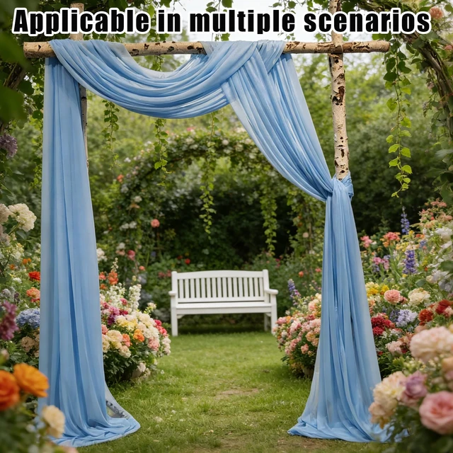 Alt view image 6 of 7 - 3 Panels Wedding Arch Draping Fabric, 2.5x19.5 ft Chiffon Draping Fabric, Wedding Arbor Drapery for Ceremony Reception Birthday Party Bridal Shower