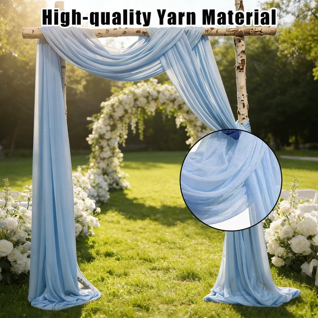 Alt view image 7 of 7 - 3 Panels Wedding Arch Draping Fabric, 2.5x19.5 ft Chiffon Draping Fabric, Wedding Arbor Drapery for Ceremony Reception Birthday Party Bridal Shower
