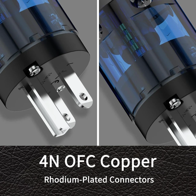 Alt view image 3 of 7 - HiFi Audiophile Power Cord with US Rhodium Plated Connector Plug+ IEC 320 C15 Female Connector Audio AC Power Cable 125V 15A for Speaker, Subwoofer, Turntable, AMP(2M / 6.56FT)