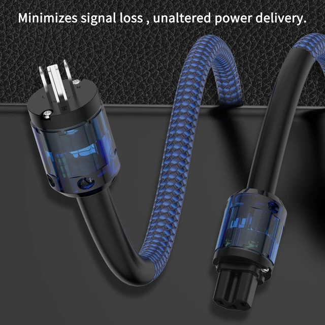 Alt view image 5 of 7 - HiFi Audiophile Power Cord with US Rhodium Plated Connector Plug+ IEC 320 C15 Female Connector Audio AC Power Cable 125V 15A for Speaker, Subwoofer, Turntable, AMP(2M / 6.56FT)