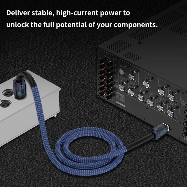 Alt view image 7 of 7 - HiFi Audiophile Power Cord with US Rhodium Plated Connector Plug+ IEC 320 C15 Female Connector Audio AC Power Cable 125V 15A for Speaker, Subwoofer, Turntable, AMP(2M / 6.56FT)