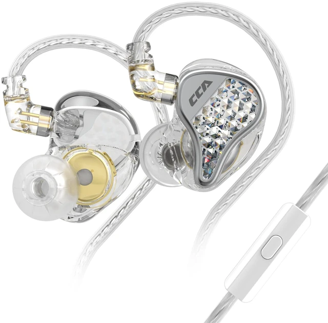 Main image of CCA LYRA Extra Bass Dynamic Diver HiFi in-Ear Headphones/Earphones/Earbuds, Detachable Wired in-Ear Monitor Headset for Audiphile Music/Game (with Mic, Transparent)