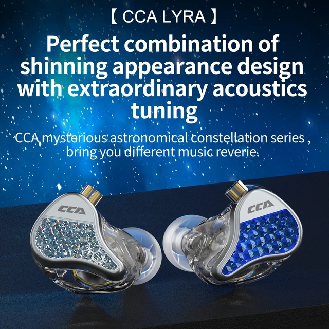 Alt view image 2 of 7 - CCA LYRA Extra Bass Dynamic Diver HiFi in-Ear Headphones/Earphones/Earbuds, Detachable Wired in-Ear Monitor Headset for Audiphile Music/Game (with Mic, Transparent)