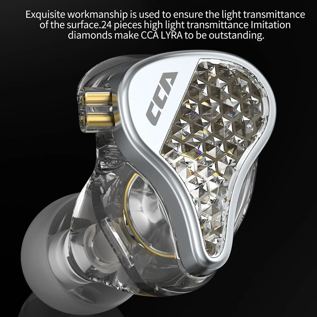 Alt view image 4 of 7 - CCA LYRA Extra Bass Dynamic Diver HiFi in-Ear Headphones/Earphones/Earbuds, Detachable Wired in-Ear Monitor Headset for Audiphile Music/Game (with Mic, Transparent)