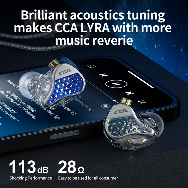 Alt view image 5 of 7 - CCA LYRA Extra Bass Dynamic Diver HiFi in-Ear Headphones/Earphones/Earbuds, Detachable Wired in-Ear Monitor Headset for Audiphile Music/Game (with Mic, Transparent)