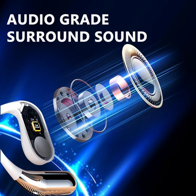 Alt view image 6 of 7 - Open Ear Earbud Wireless Bluetooth 5.4 Earbuds,Intelligent Touch Screen Headphones,50H Playtime,Ergonomic Ear Hook,Built-in Mic,LED Display Charging Case,for Sport Running Fitness (Grey)