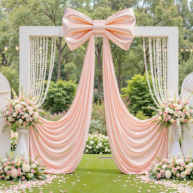 Alt view image 2 of 7 - Dusty Pink Large Bows for Backdrop Giant Bows Birthday Party Decorations Large Pink Giant Bow Decor for Wedding Baby Shower Birthday Photo Booth 24"x16"
