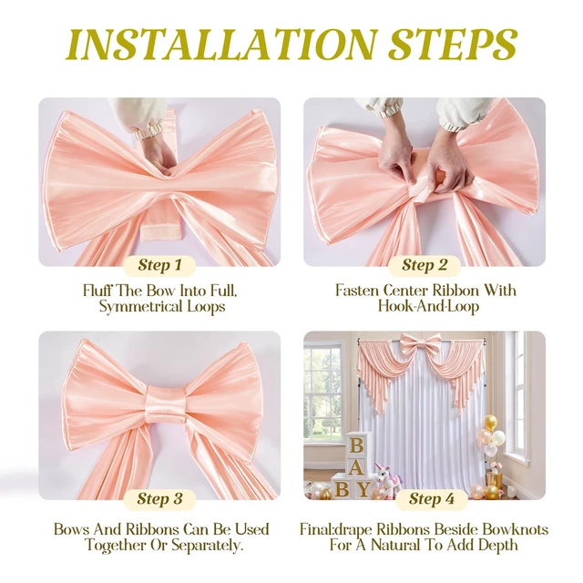Alt view image 3 of 7 - Dusty Pink Large Bows for Backdrop Giant Bows Birthday Party Decorations Large Pink Giant Bow Decor for Wedding Baby Shower Birthday Photo Booth 24"x16"