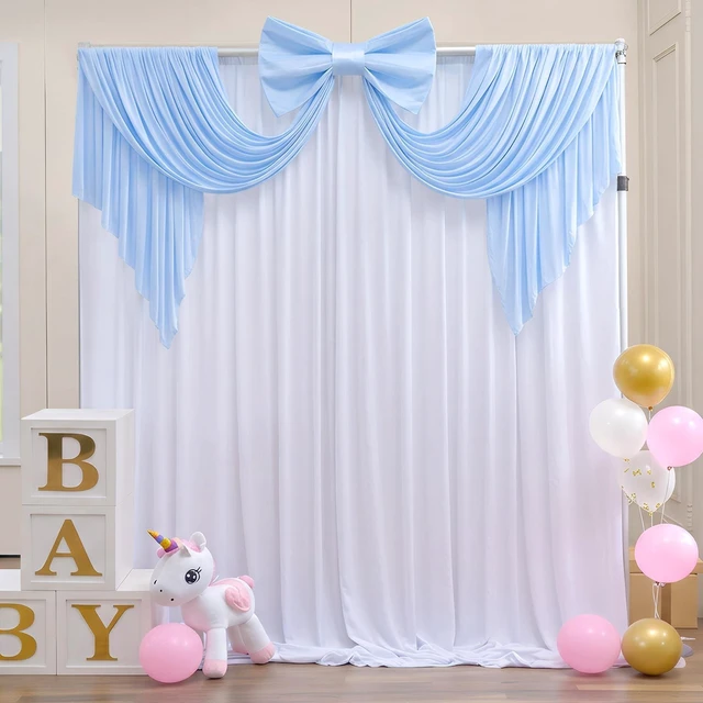 Alt view image 6 of 7 - Baby Blue Large Bows for Backdrop Giant Bows Birthday Party Decorations Large Blue Giant Bow Decor for Wedding Baby Shower Birthday Photo Booth Decor 24"x16"