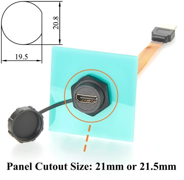 Alt view image 2 of 7 - 4K@60Hz HDMI 2.0 Extension Cable IP67 Flush Panel Mount HDMI Male to Female FPC Flat Slim Ribbon Cable for Audio Video TV Player PC Monitor Projector DVD(0.2m)
