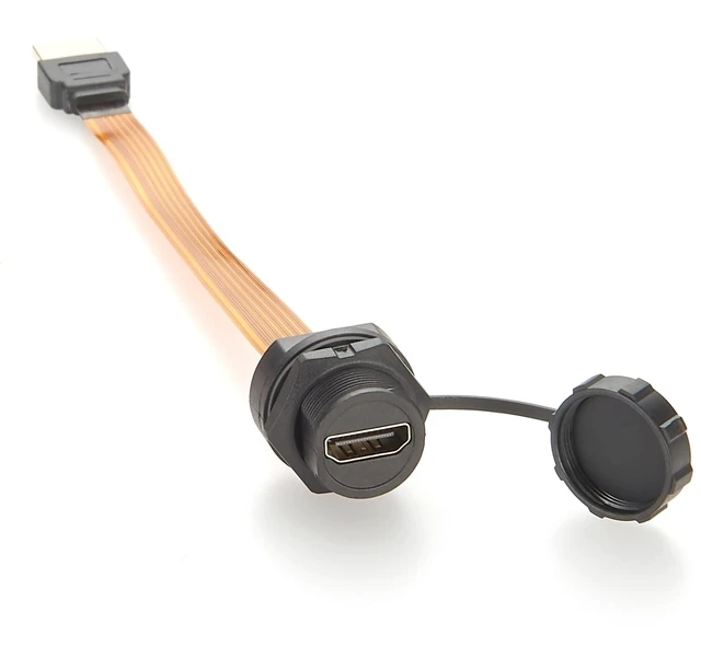 Main image of 4K@60Hz HDMI 2.0 Extension Cable IP67 Flush Panel Mount HDMI Male to Female FPC Flat Slim Ribbon Cable for Audio Video TV Player PC Monitor Projector DVD(0.2m)