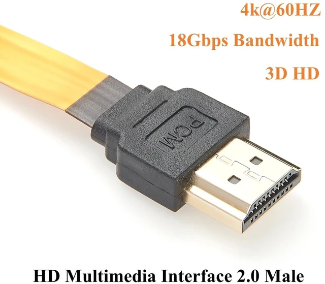Alt view image 3 of 7 - 4K@60Hz HDMI 2.0 Extension Cable IP67 Flush Panel Mount HDMI Male to Female FPC Flat Slim Ribbon Cable for Audio Video TV Player PC Monitor Projector DVD(0.2m)