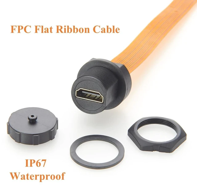 Alt view image 4 of 7 - 4K@60Hz HDMI 2.0 Extension Cable IP67 Flush Panel Mount HDMI Male to Female FPC Flat Slim Ribbon Cable for Audio Video TV Player PC Monitor Projector DVD(0.2m)