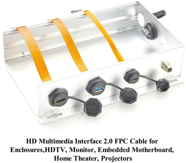 Alt view image 5 of 7 - 4K@60Hz HDMI 2.0 Extension Cable IP67 Flush Panel Mount HDMI Male to Female FPC Flat Slim Ribbon Cable for Audio Video TV Player PC Monitor Projector DVD(0.2m)