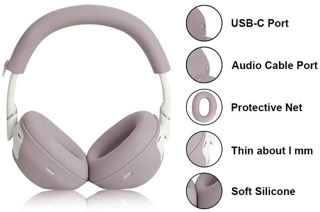 Alt view image 7 of 7 - 3 Set WH 1000XM6 Earpads Cover for Sony WH-1000XM6 Headphones, Embody EarPad/Ear Cover/Headband Cushion Protector, Sweat Proof Soft Silicone Headphones Accessories (Smoky Purple)