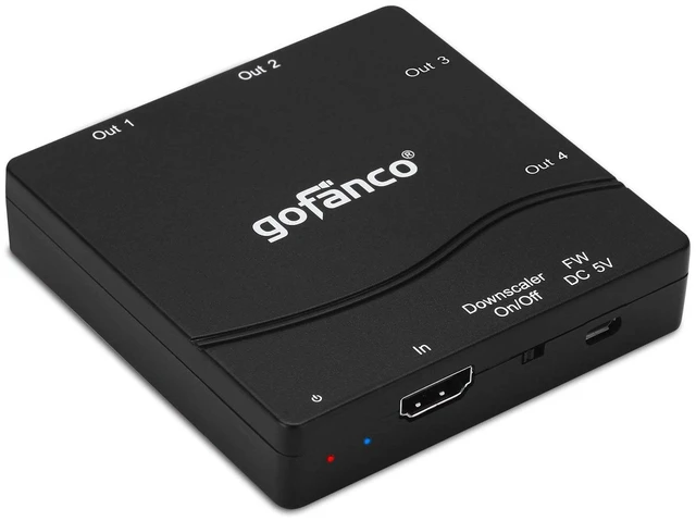 Main image of Compact 1x4 HDMI Splitter 4K60Hz HDR (Splitter4P-HD20) 4K60Hz 4:4:4, 18Gbps, 4K to 1080p Scaling, HDR10, Supports Dolby Vision, HDCP 2.2, 3D, 4 Port, 1 in 4 Out