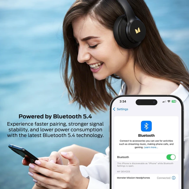 Alt view image 5 of 7 - Wireless Over-Ear Headphones, Bluetooth 5.4, Deep Bass Sound, 30 Hour Battery, Fast Charging, Built-in Mic, Comfortable Foldable Design