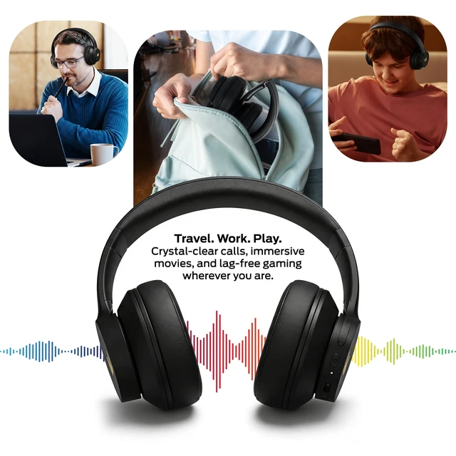 Alt view image 7 of 7 - Wireless Over-Ear Headphones, Bluetooth 5.4, Deep Bass Sound, 30 Hour Battery, Fast Charging, Built-in Mic, Comfortable Foldable Design