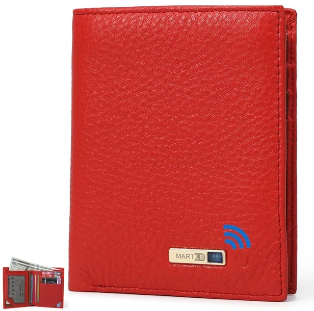 Main image of Men Wallet with Tracker Work with iOS&Android, Wallet Tracker with Bifold Genuine Leather Wallet 8 Card &1 ID Windows & 2Cash Slot&Coin Pocket (Red)