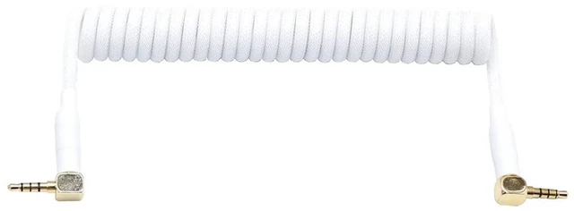 Main image of 3.5mm TRRS to TRRS Spring Coiled Cable for Split Mechanical Keyboard RODE Sc7 By VIDEOMIC GO Video Micro-Type Mics Audio Cord Angle Cables (90 trrs Coil 17CM White)