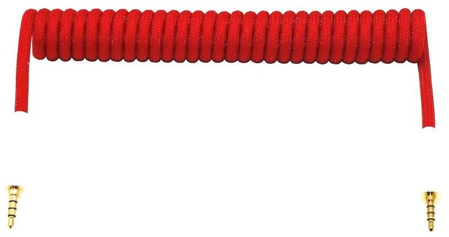 Main image of 3.5mm TRRS to TRRS Spring Coiled Cable for Split Mechanical Keyboard RODE Sc7 By VIDEOMIC GO Video Micro-Type Mics Audio Cord Angle Cables (Straight trrs Coil 17CM Red)