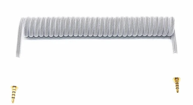 Main image of 3.5mm TRRS to TRRS Spring Coiled Cable for Split Mechanical Keyboard RODE Sc7 by VIDEOMIC GO Video Micro-Type Mics Audio Cord Angle Cables (Straight trrs Coil 17CM 32White)