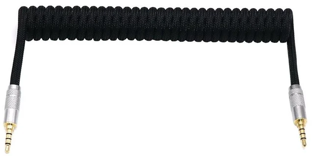 Main image of 3.5mm TRRS to TRRS Spring Coiled Cable for Split Mechanical Keyboard RODE Sc7 By VIDEOMIC GO Video Micro-Type Mics Audio Cord Angle Cables (Straight trrs Coil 17CM Black)
