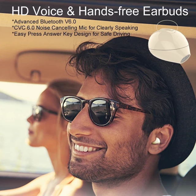 Alt view image 6 of 7 - Mini Bluetooth Earpiece Wireless, Single Bluetooth Earbuds with Charging Case 6 Hrs Playtime, Headset Hands-Free with Microphone for iOS Android Smart Phones Voice Calls PC (Single-Beige)