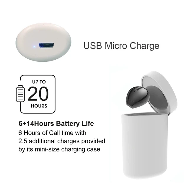 Alt view image 2 of 7 - Mini Bluetooth Earpiece Wireless, Single Bluetooth Earbuds with Charging Case 6 Hrs Playtime, Headset Hands-Free with Microphone for iOS Android Smart Phones Voice Calls PC (Single-Black)