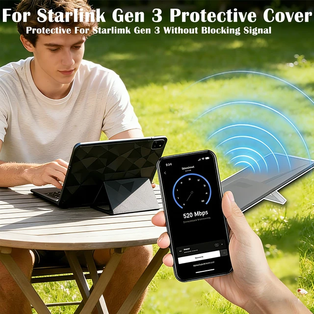 Alt view image 3 of 7 - Silicone Protective Cover Case Compatible with Starlink Gen 3, Rocks, Sand and Hail Resistant, Waterproof, Shockproof Standard Accessories, for Outdoor All-Weather Protection (Grey)