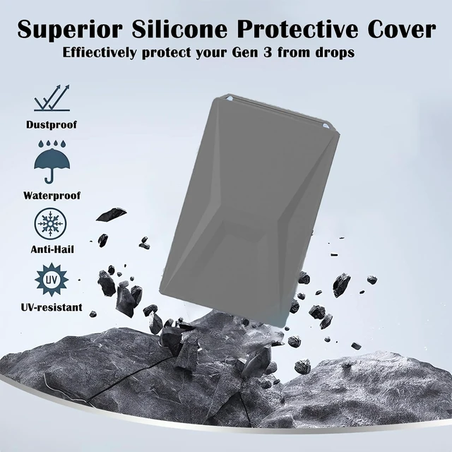 Alt view image 7 of 7 - Silicone Protective Cover Case Compatible with Starlink Gen 3, Rocks, Sand and Hail Resistant, Waterproof, Shockproof Standard Accessories, for Outdoor All-Weather Protection (Grey)