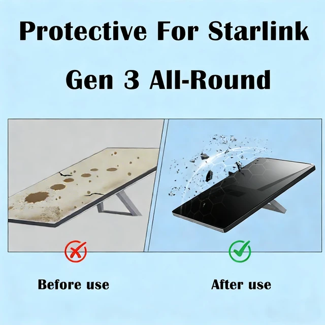 Alt view image 5 of 7 - Silicone Protective Cover Case Compatible with Starlink Gen 3, Rocks, Sand and Hail Resistant, Waterproof, Shockproof Standard Accessories, for Outdoor All-Weather Protection (Black)